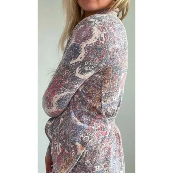 Anthropologie Open Front Multicolored Knit Cardigan | Boho Cottagecore Artsy L - Picture 9 of 16